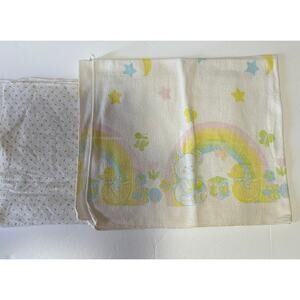 Vintage Riegel Teddy Beddy Bear Duck Rainbow Receiving Blanket Baby Swaddle 80's